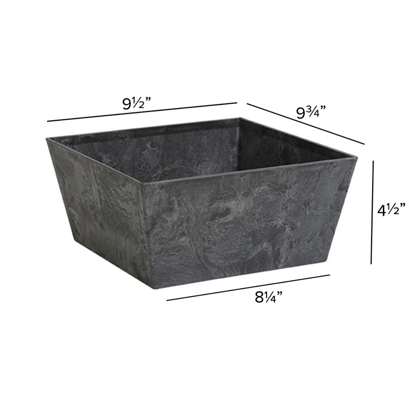 Pot à fleurs à arrosage automatique Wendover, H 4,5 po x l 9,5 po x P 9,75 po, Noir