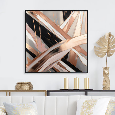 «Metallic Stripes And Circles II - Abstract Marble», reproduction d'art sur toile