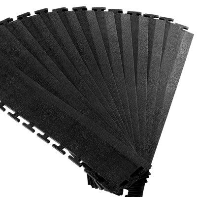 Male Garage Floors Transition Edge Kit, 12 Edges and 4 Corners, Sturdy PVC Interlocking Modular Garage Floor Edging Slip-resistant, Compatible Only with the 4-Sided Interlocking Mats, Black