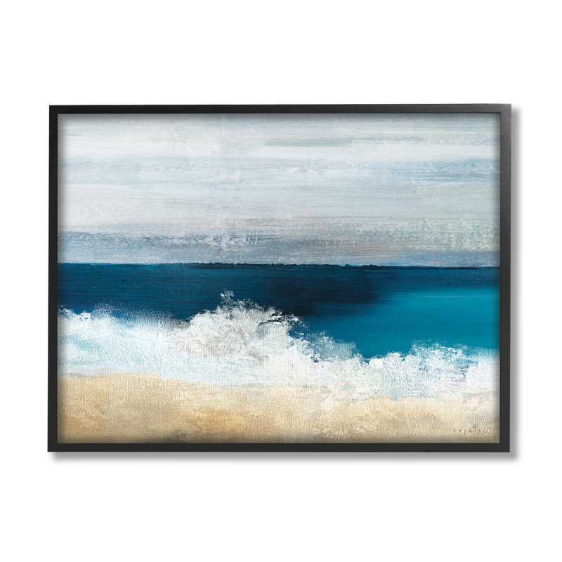 Beach Waves Crashing Foam, Noir, H 11 po x l 14 po x P 1,5 po