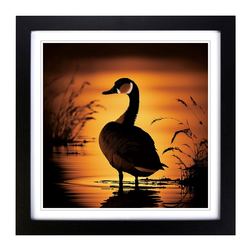 Goose Silhouette - Single Picture Frame Print on Wood, Black