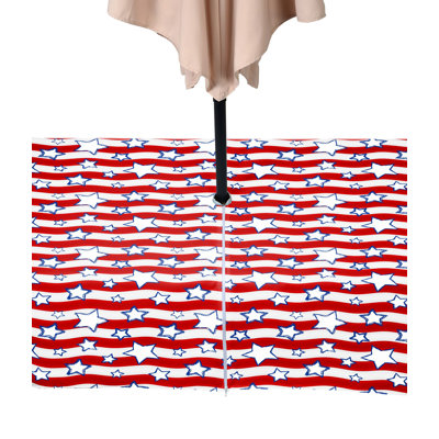 Wavy Stars Stripes Water Repellent Round Tablecloth
