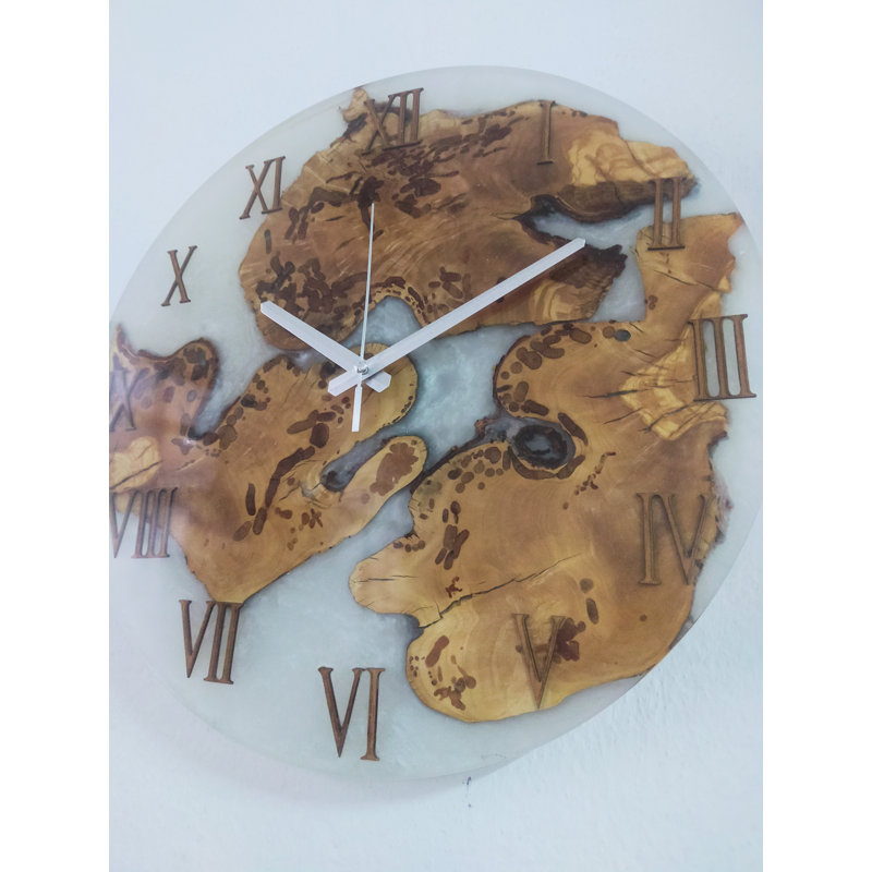 14 po de diamètre, horloge murale en résine, horloge murale, horloge murale en bois, décoration murale, horloge murale en bois, grande horloge murale