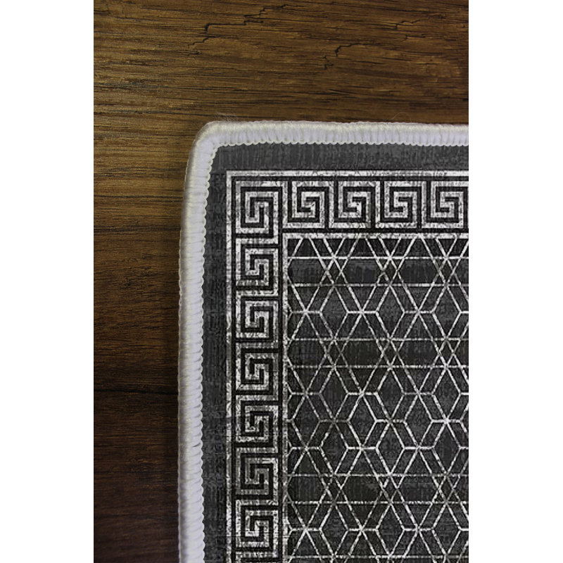 Eco-Friendly Area Rug, Grey, 5.9 x 9.2 Feet | 100% Polyester, 650 g/m², 0.2 in Pile Height | Antibacterial, Non-Slip PVC Dot Underside, Machine Washable, Perfect for Living Room & Bedroom Décor