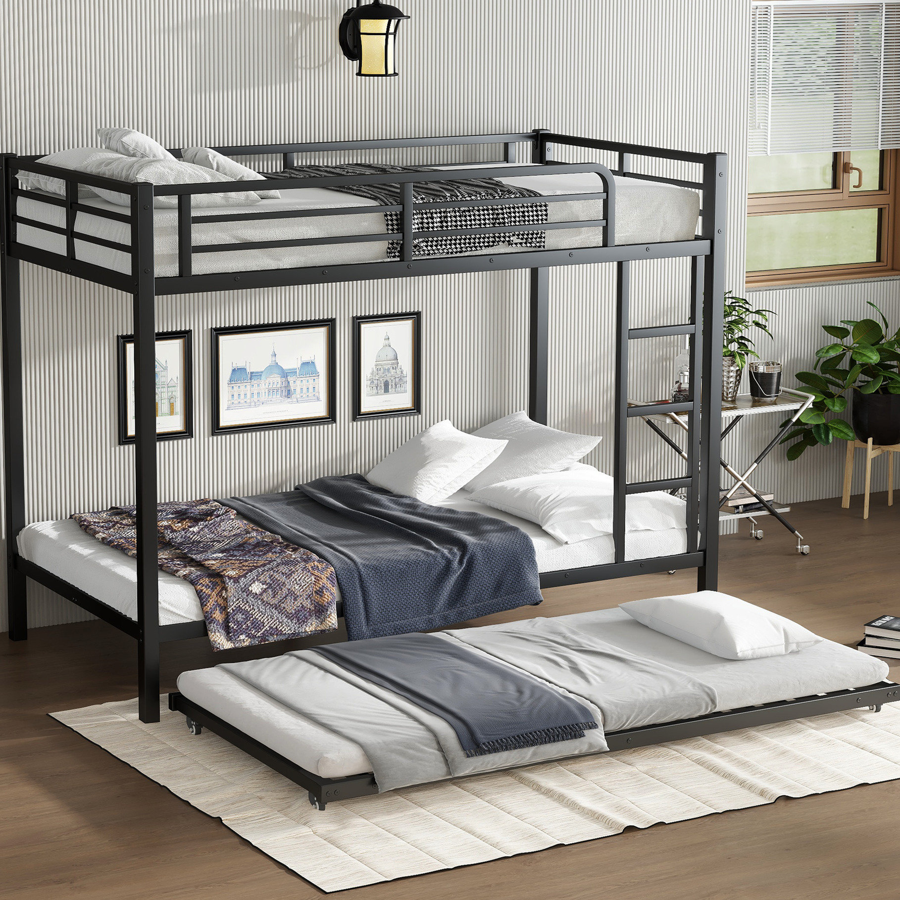 Isabelle & Max™ Full Size Metal Bunk Bed With Twin Trundle In Black ...