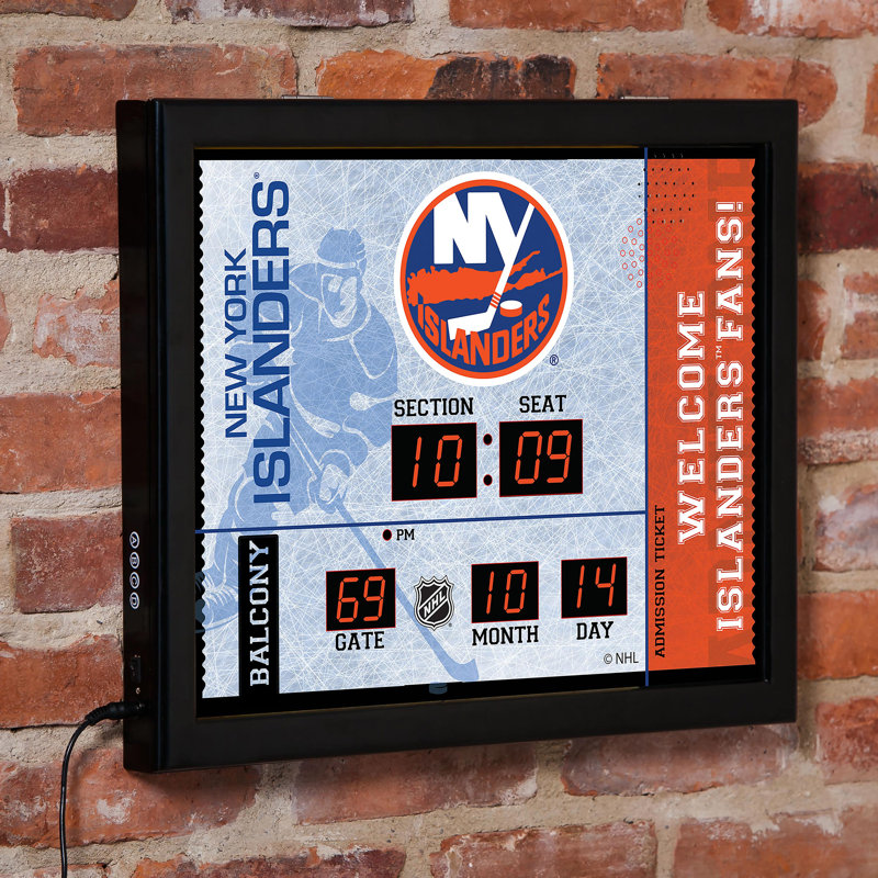 Horloge murale New York Islanders, Sport Team Islanders de New York, Blanc / bleu / orange