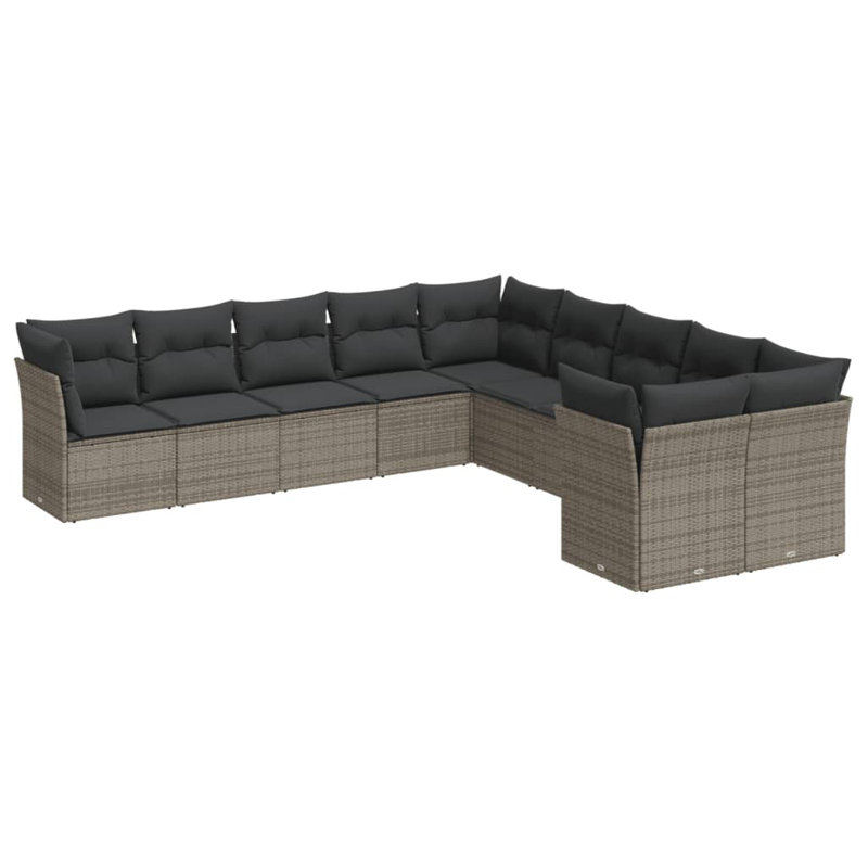 Vidaxl Garden Sofa Set Grey PE Rattan Standard Modular Garden Sofa Set