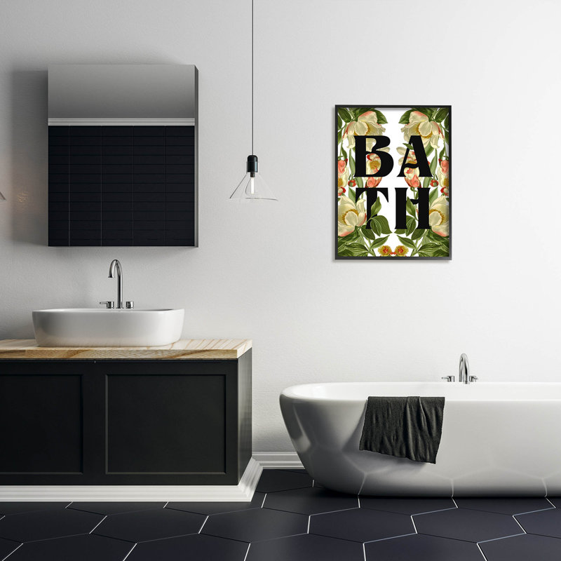 «Vintage Bath Flower Blooms», art de la giclée encadrée par Lil 'Rue, H 30 po x l 24 po x P 1,5 po