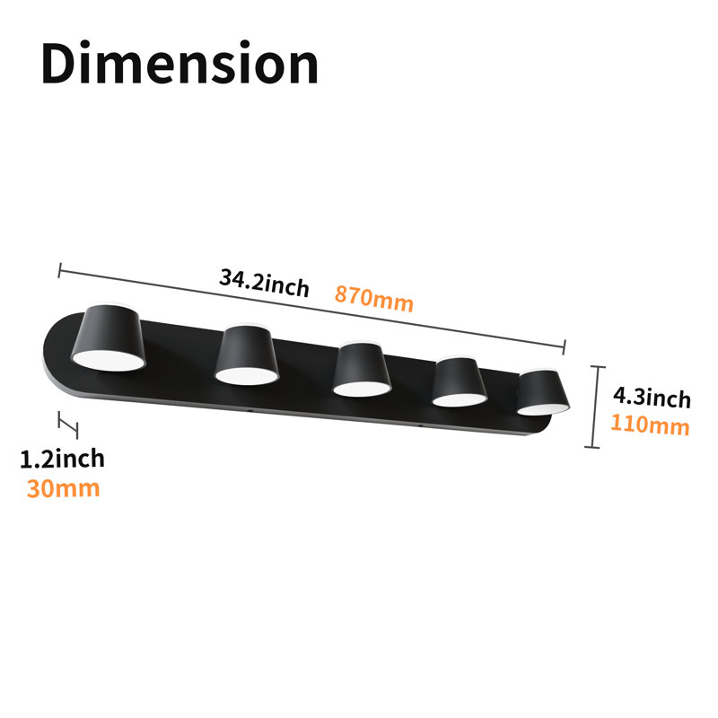 Boze Dimmable LED Vanity Light, Matte Black, 2