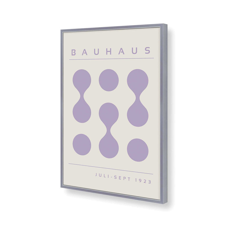 Mauve Bauhaus Flow I, impression, Reproduction encadrée sans passe-partout, Chrome poli, H 15,25 po x l 12,25 po x P 1,25 po
