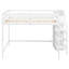 Lit mezzanine blanc avec garde-robe et escalier intégrés - Fabrication en pin pour rangement pleine grandeur dans une chambre à coucher-1603272769