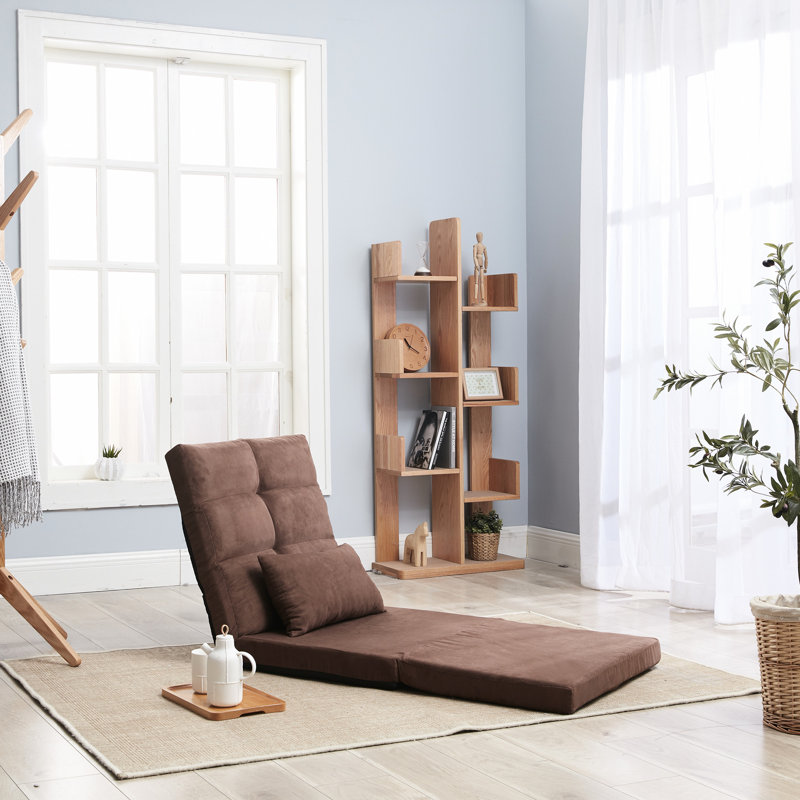 14 - Position Adjustable Floor Couch Bed, Triple Fold Down, 5 Reclining Positions, Fabric, Linen Filler, Metal Frame, Throw Pillow, Apartment Dwellers, Limited Areas Down Guest Sleeper, Section