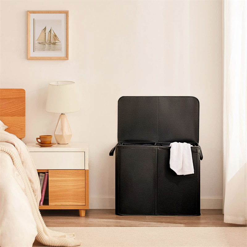 Canvas Laundry Hamper with Handles, Black