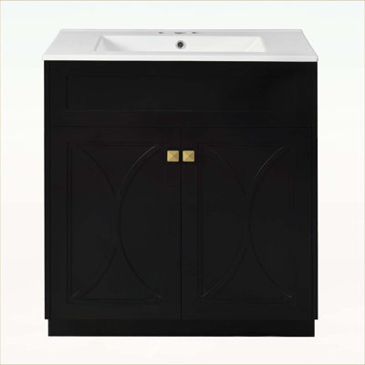 Meuble-lavabo sophistiqué avec lavabo en céramique et capacité de rangement abondante
