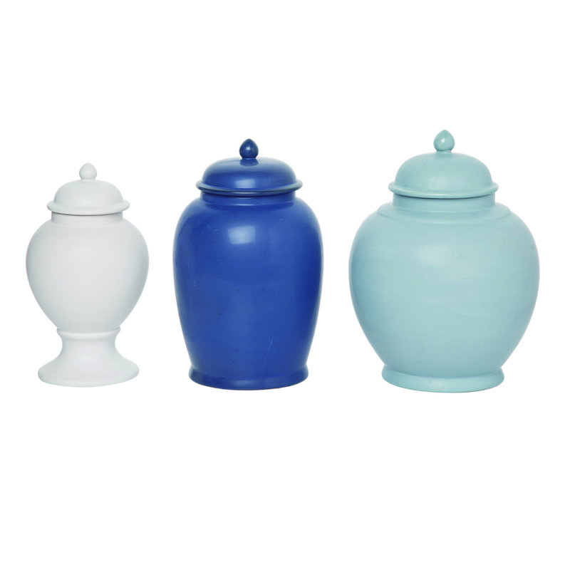 Céramique Transpac 10,75 po Ensemble de 3 pots à couvercle Regency