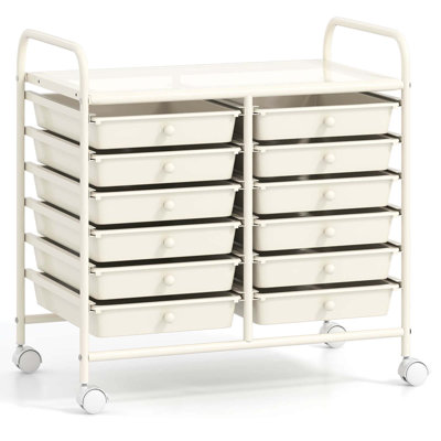 12 Drawers Rolling Cart Storage Scrapbook Paper Studio Organizer Bins
