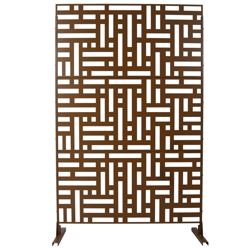 Metal Outdoor Privacy Screen, 76" H x 48" W x 16" D, Brun