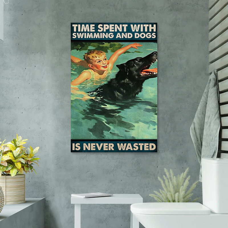 Impression sur toile «Time Spent With Natation And Dog Is Never Wast» de Zebrowski, L 24 po x H 36 po