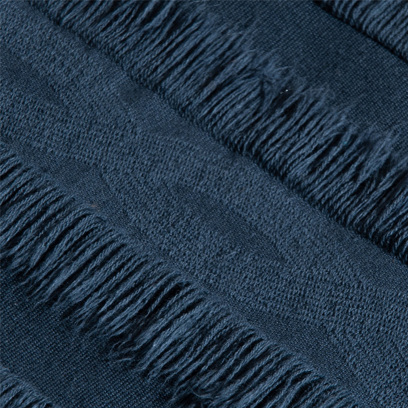 Navy Cotton Polyester Euro Tassel Pillow Covers Set of 2