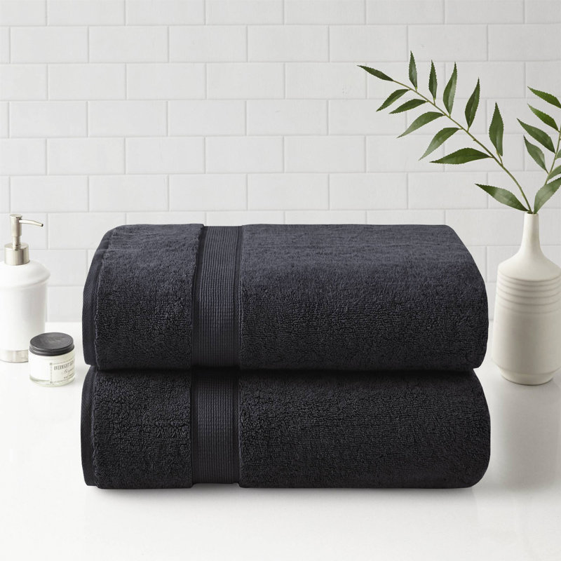 Ensemble de serviettes 100% coton doux, Noir