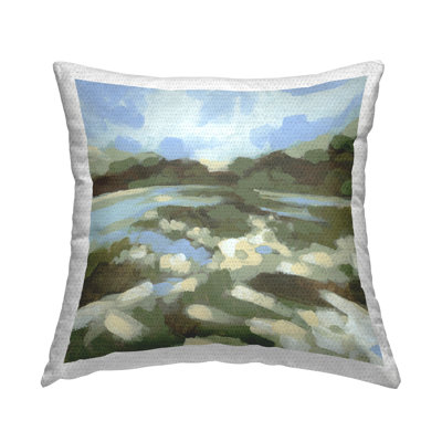 Fluid Landscape Impression Outdoor Printed Pillow by June Erica Vess