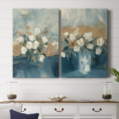 Série FLORAL - Toile tendue avec châssis de qualité supérieure - Prêt à accrocher