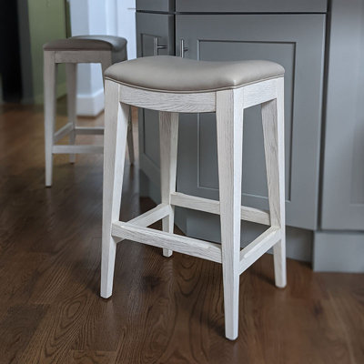 Petite Upholstered Bar Stool with Solid Wood Frame