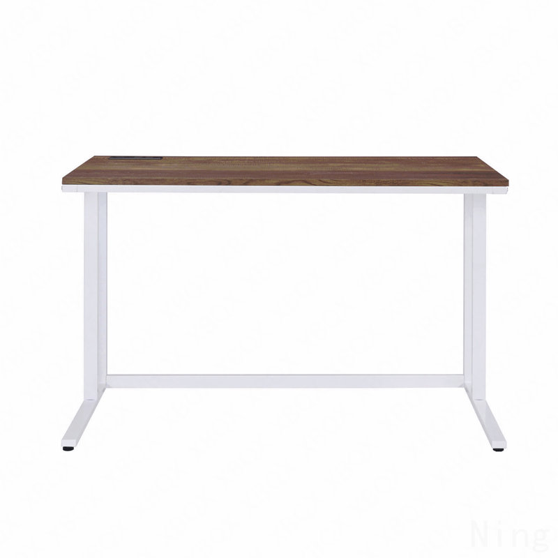 Bureau d'écriture en noyer avec port USB, Blanc