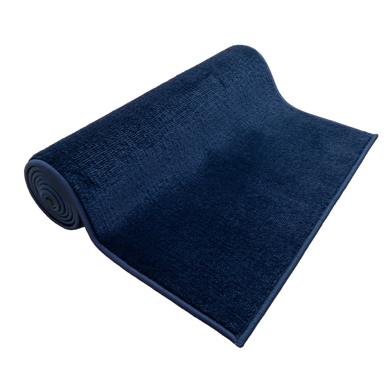 Tapis de couloir de taille personnalisée de couleur unie bleu marine à velours moyen antidérapant par pieds