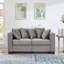 Canapé moderne rembourré en velours avec accoudoirs carrés, clous argentés et housses de coussin amovibles pour une décoration intérieure élégante-116751647