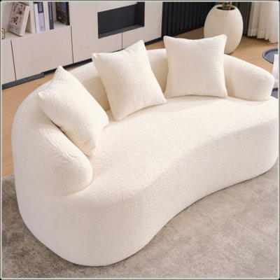Canapé à deux places, tissu en chenille de grain de bois, canapé à compression double éponge, canapé à compression à deux places avec 2 coussins pour la maison / la maison / le mobilier / l’appartement / le bureau