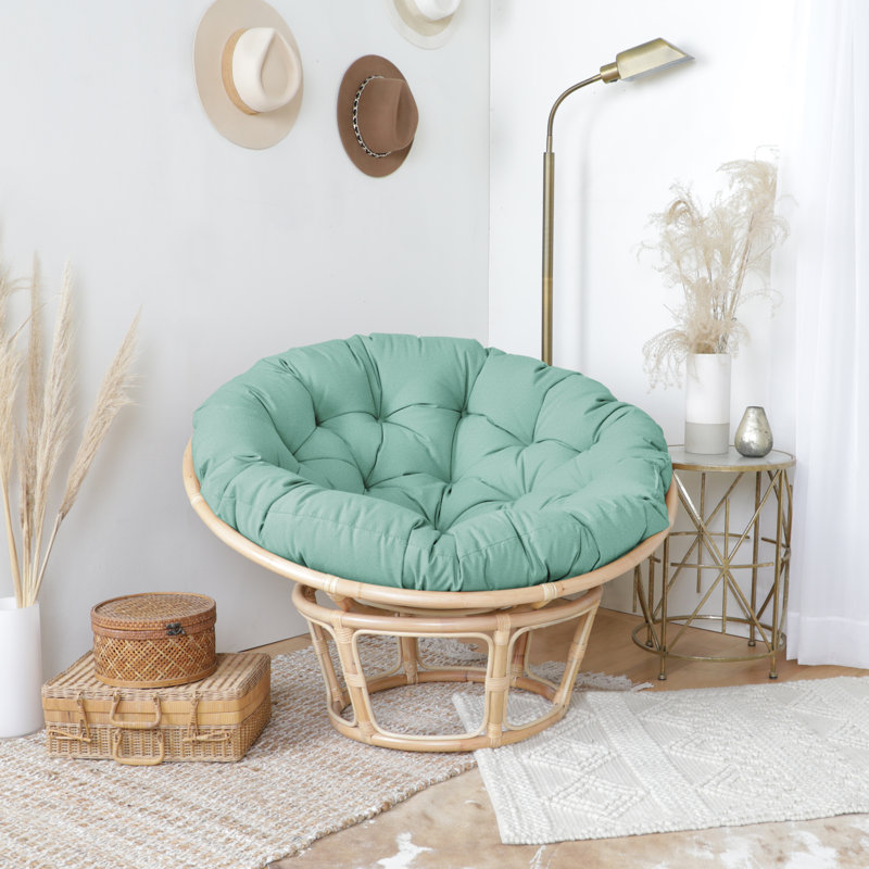 Indoor/Outdoor Sunbrella Papasan Cushion, 44" W x 44" D, Polyester, Ice Mint