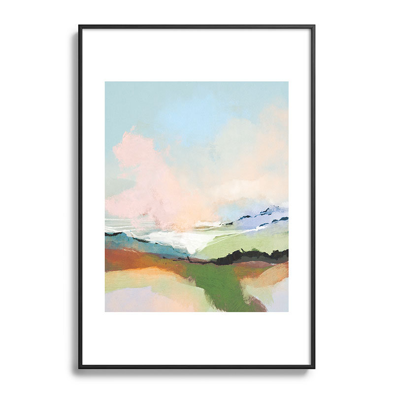 «Dan Hobjour Art Dream Landscape», reproduction d'art encadrée, Encadrement métallique noir, H 19 po x l 13 po x P 0,88 po