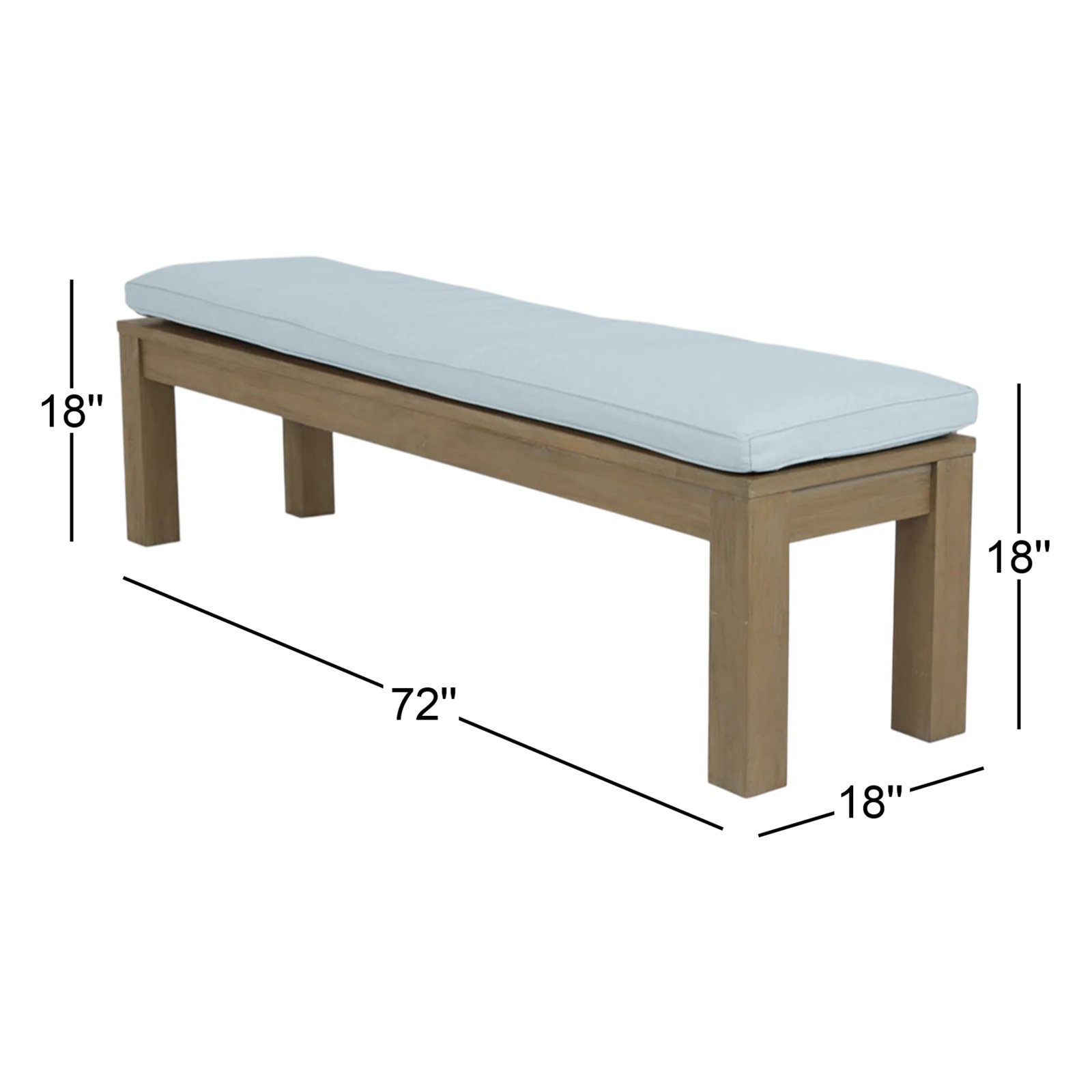 Vienna 72" Teak Picnic Bench, Canvas Skyline Sunbrella®
