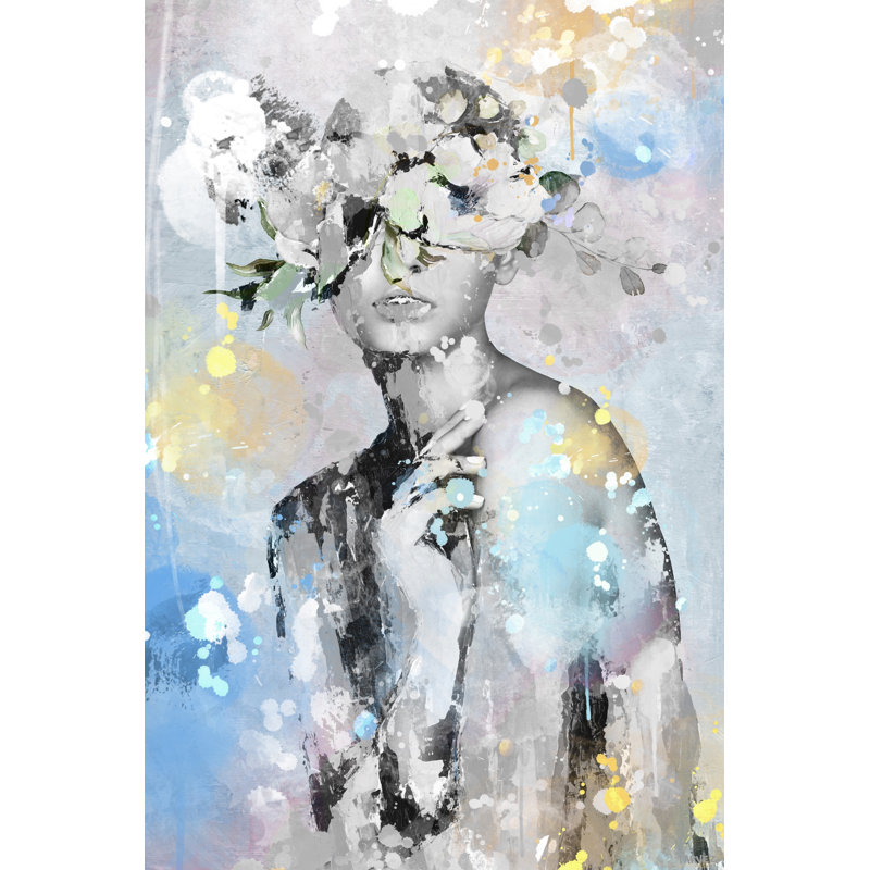 White Floral Crown by Parvez Taj - Wrapped Canvas Painting, 30cm H x 20cm W