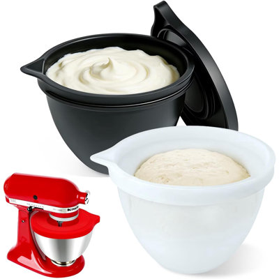 Doublures en silicone PQPO compatibles avec les bols de robot pâtissier KitchenAid à tête inclinable de 4,5 à 5 pintes, 2 doublures avec couvercles (blanc + noir)