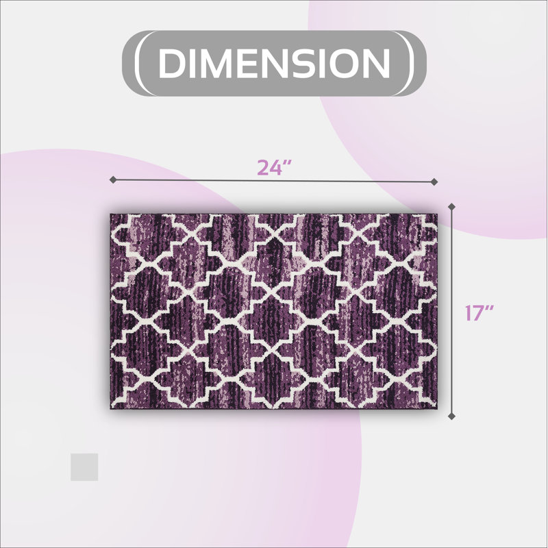 Nischal Rectangle Bath Rug with Non-Slip Backing