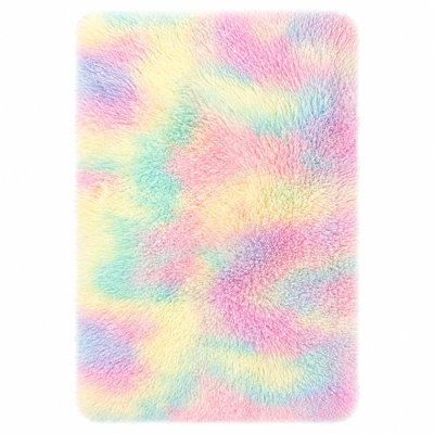 Ebern Designs Soft Fluffy Tie-Dyed Rainbow Shag Area Rug for Living Room Bedroom Nursery Kids Room