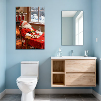 Christmas Santa Claus Enjoying Cookies And Milk