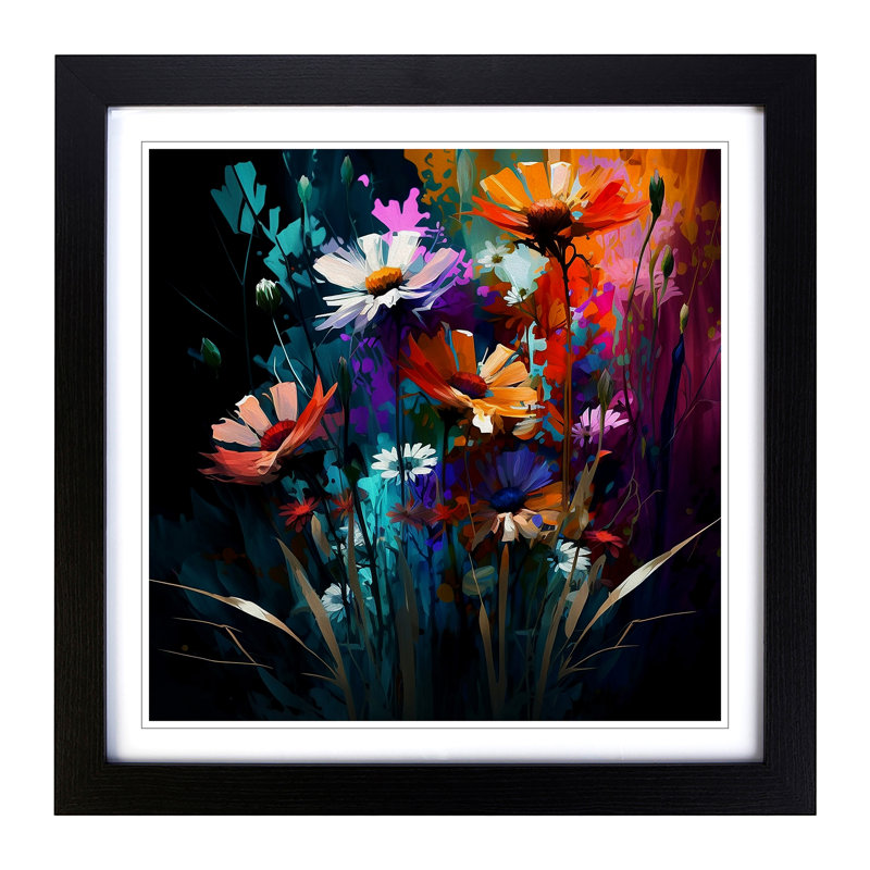 Wildflowers Expressionism - Framed Print, Black