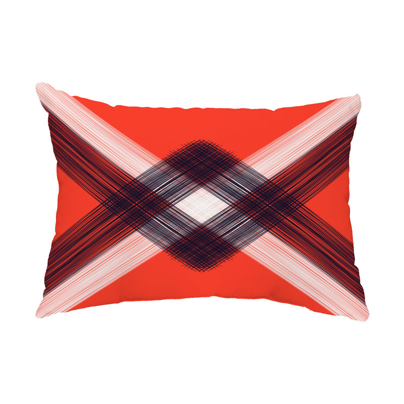 Geometric Outdoor Reversible Throw Pillow, Red/Pink