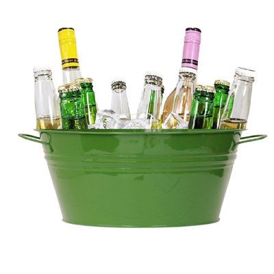 Enameled Steel Beverage Tub. 13.5"D  x  8"H, Glazed Apple