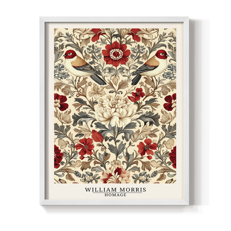 WM MORRIS Series XLV Framed Print - Solid Wood, 30" H x 24" W, White