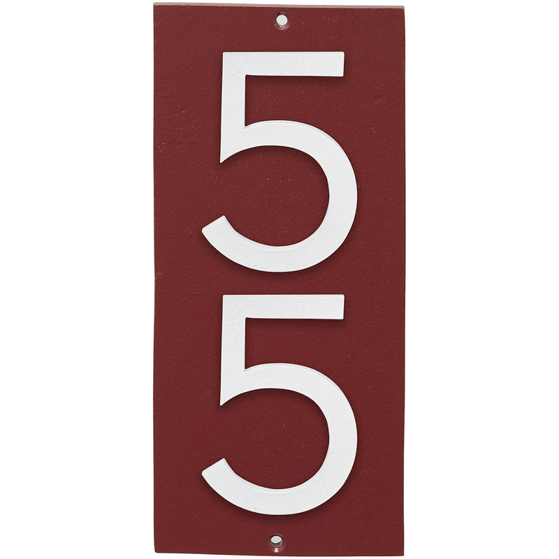 Plaque d'adresse murale flottante sur 1 ligne, Rouge brique, Blanc, Oui