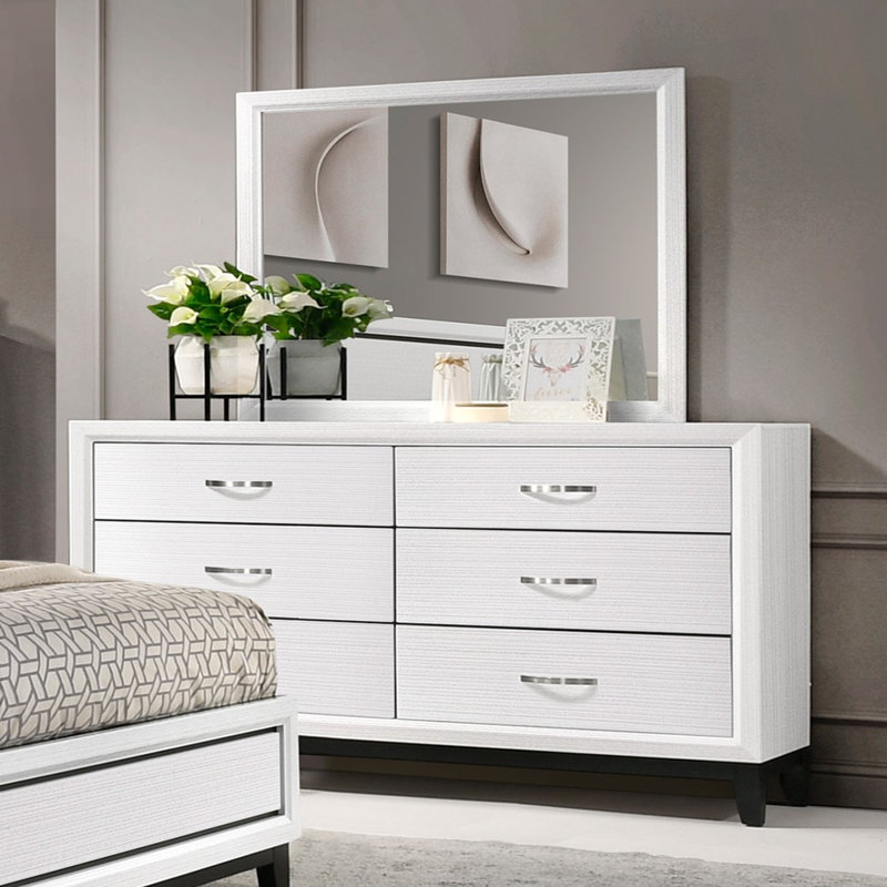 Commode double 6 tiroirs, White