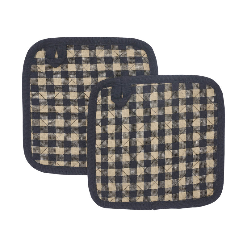VHC Brands Plaid 100% Cotton Pot Holder Set