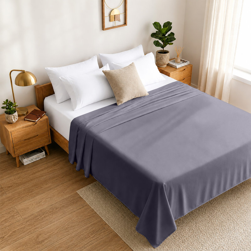 Luxury Soft Microfiber 140 Thread Count Flat Sheet Easy Care Breathable Bedding Sheet, Super King (6'), CREAM