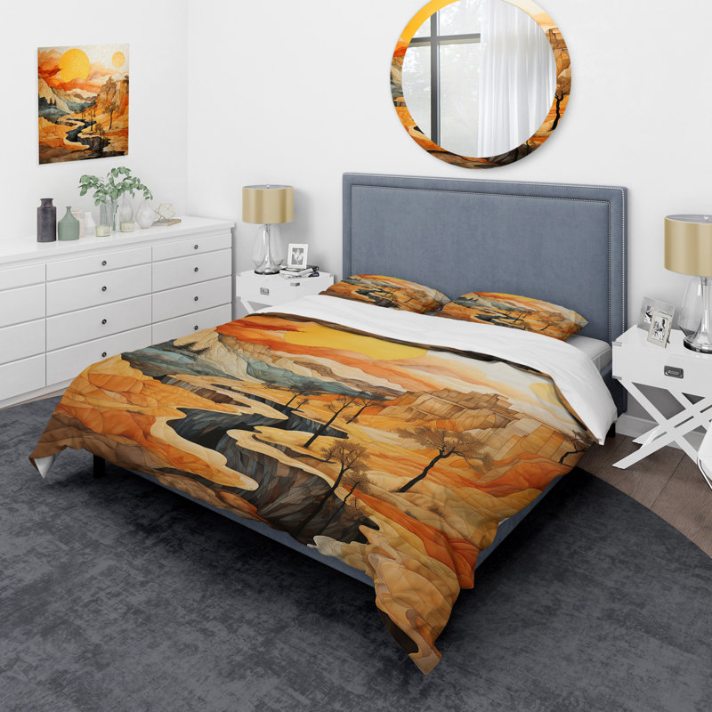 Ensemble de housse de couette Bold Landscape Canyon Desert VI - Canyon, Housse de couette pour grand lit et 2 taies décor