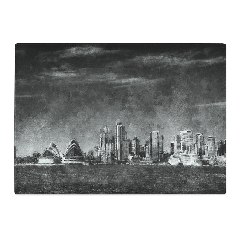 Tempered Glass Sydney Australia Skyline Chopping Board, 28.5 cm x 39 cm