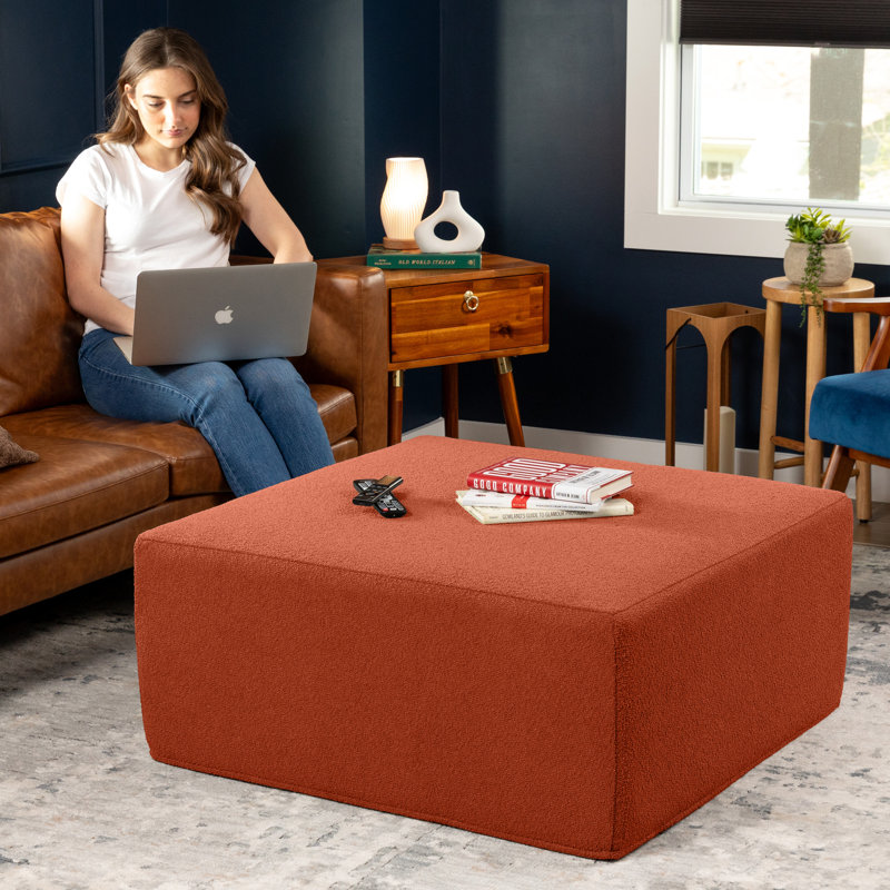 Repose-pieds surdimensionné Jaxx Fairlie Couch, Fausse fourrure terre cuite